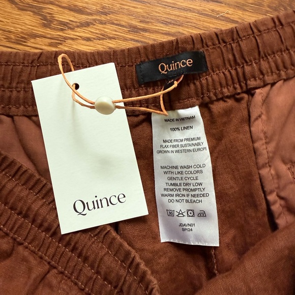 NWT QUINCE 100% Linen Shorts Summer Beach Coastal lightweight Boho Brown XL - Picture 4 of 5